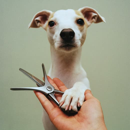 A dog's paw held for a nail trim